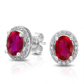 Coussin Ruby Stone 925 Boucles d&#39;oreilles en argent sterling Bijoux